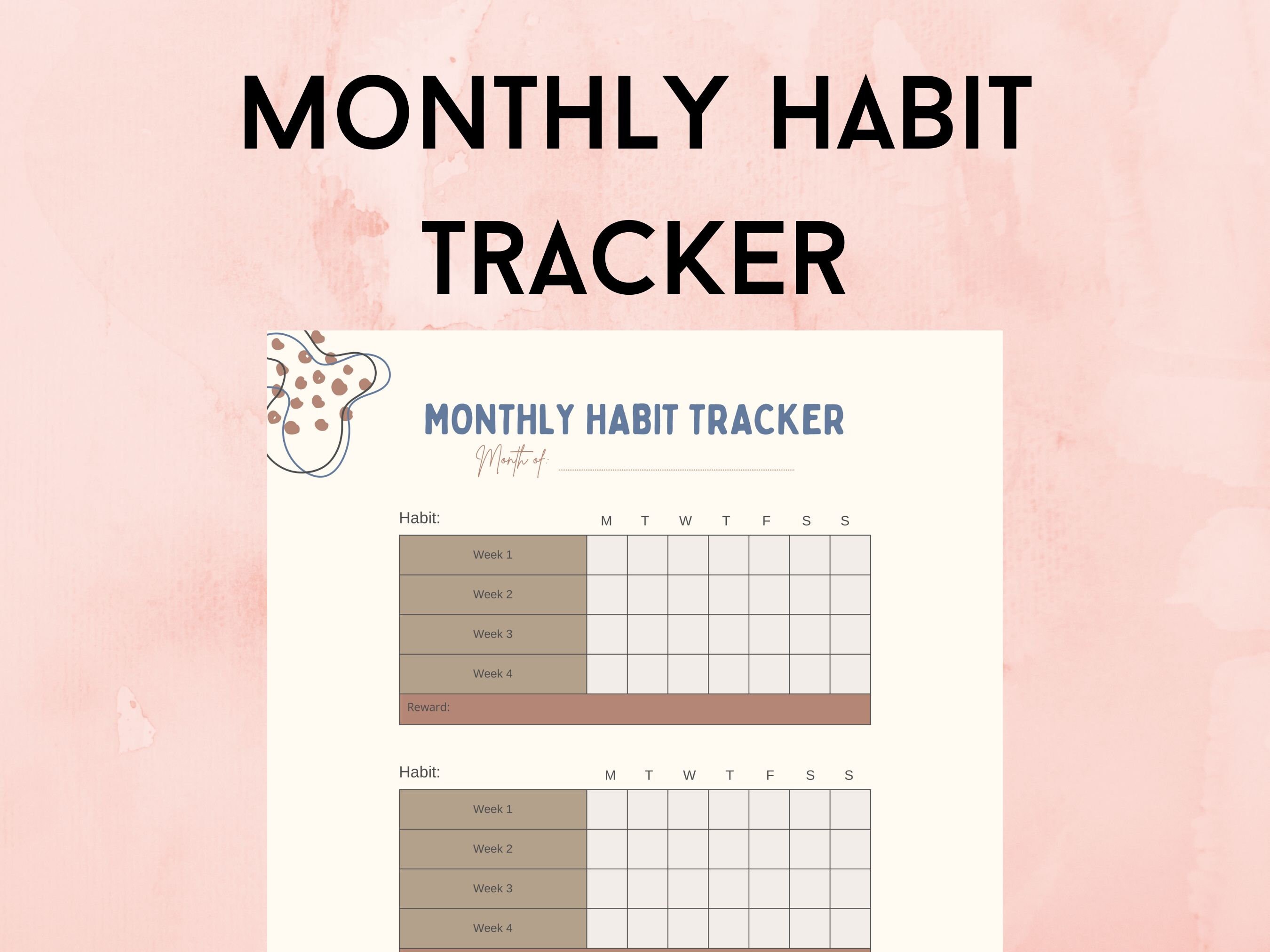 Monthly Habit Tracker Printable Instant Download PDF - Etsy