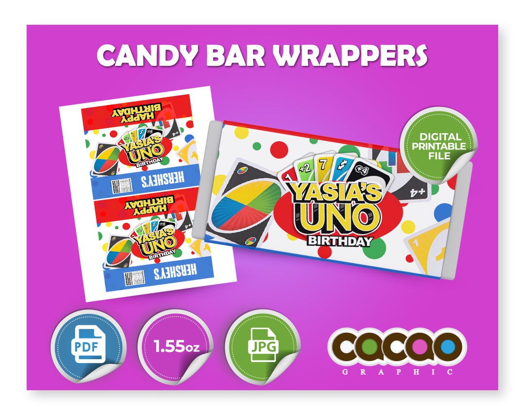 Uno Candy Bar Label. Uno Party. Candy Bar Label 1.5 Oz Etsy