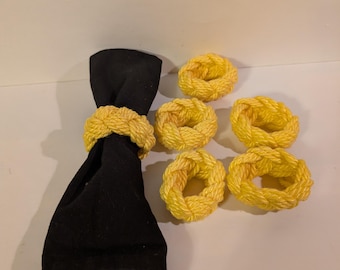 Vintage Yellow Woven Napkin Rings