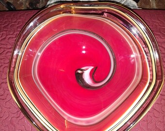 Vintage Hand Blown RED Swirl