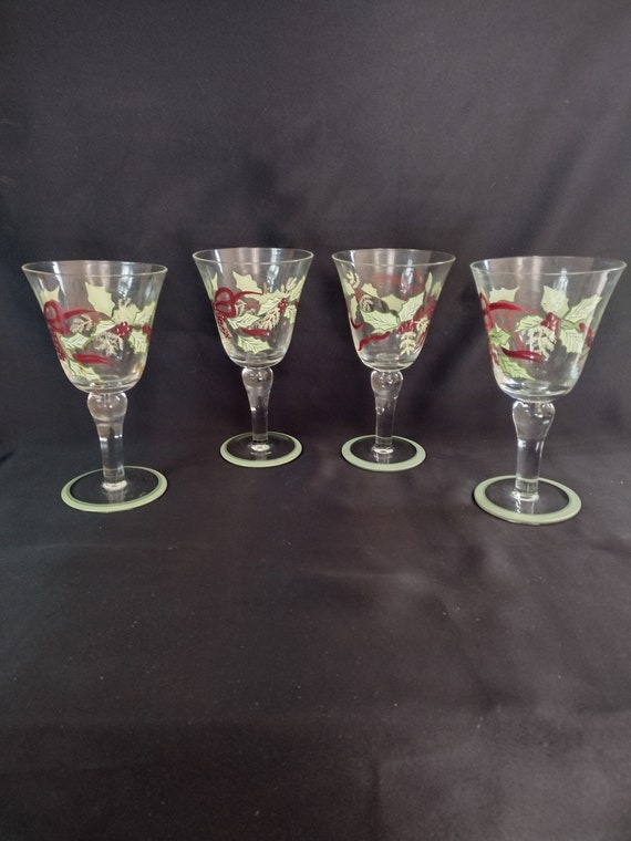 Vintage Hand Painted Flared Wide Mouth Wine Glass