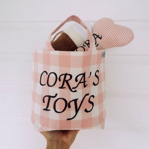 Personalised Dog Toy Basket with handles