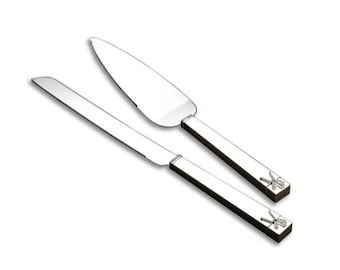 Juego de cuchillo y pala para pastel Vera Wang Wedgwood Love Knots, chapado en plata, para bodas, nuevo con etiquetas.