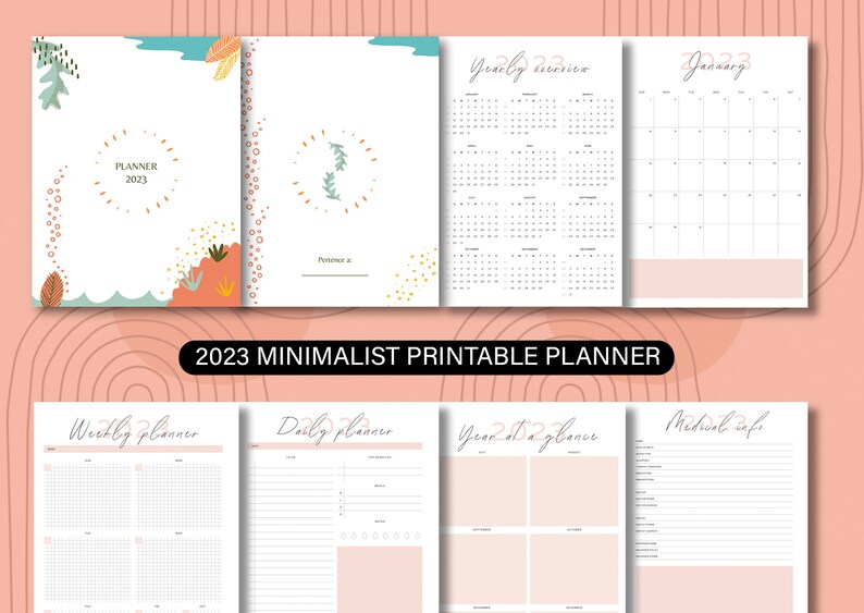 2023 Minimalist Planner Printable Daily/monthly Planner to Etsy