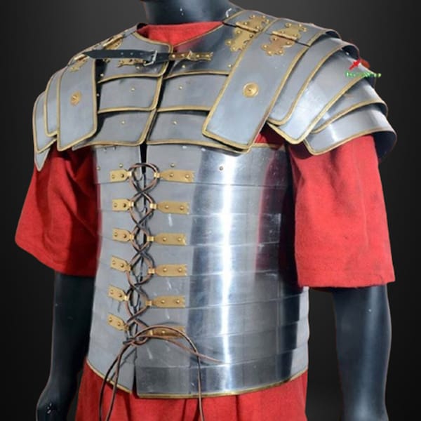 Roman Lorica Segmentata ,Shoulders Armor Brass Trimmed ,Lorica Segmentata Double Brass Hinges