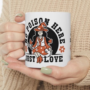 Halloween Mug, Just Love Here Mug, Holiday Mug, Gift For Mother, Gift For Father, Halloween Gift, Everyday Gift, White 11oz Mug, C Handle