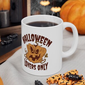 Halloween Mug, Angry Pumpkin Mug, Holiday Mug, Gift For Mother, Gift For Father, Halloween Gift, Everyday Gift, White 11oz Mug, C Handle