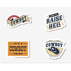 Cute Cowboy Sticker Sheets | Cowboy Stickers For Him | 6x4&quot; & 11x8.5&quot; | Waterproof | Vinyl Stickers for Planners, Laptops, Water Bottles