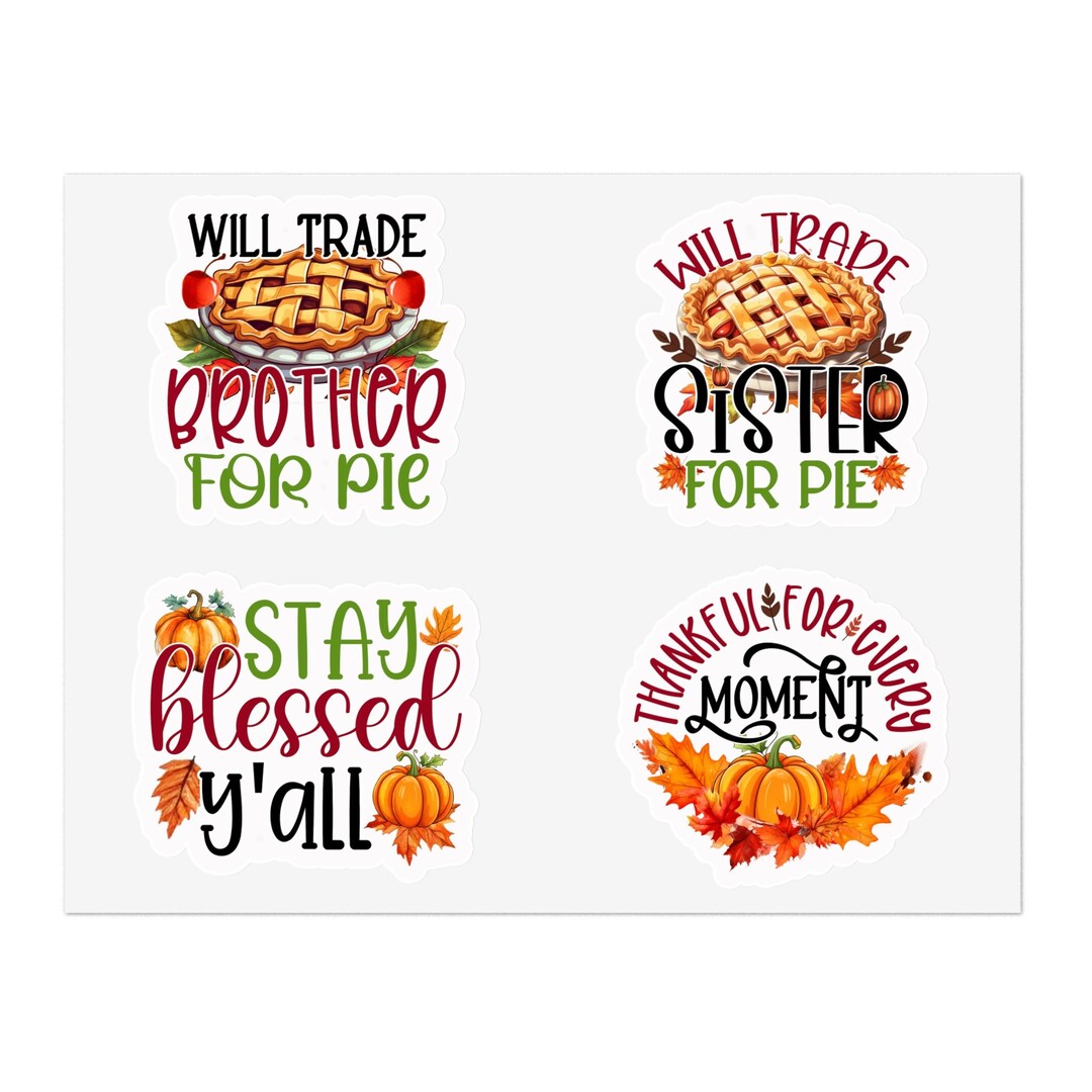 Festive Thanksgiving Sticker Sheets: 4 Charming Designs per Sheet ...
