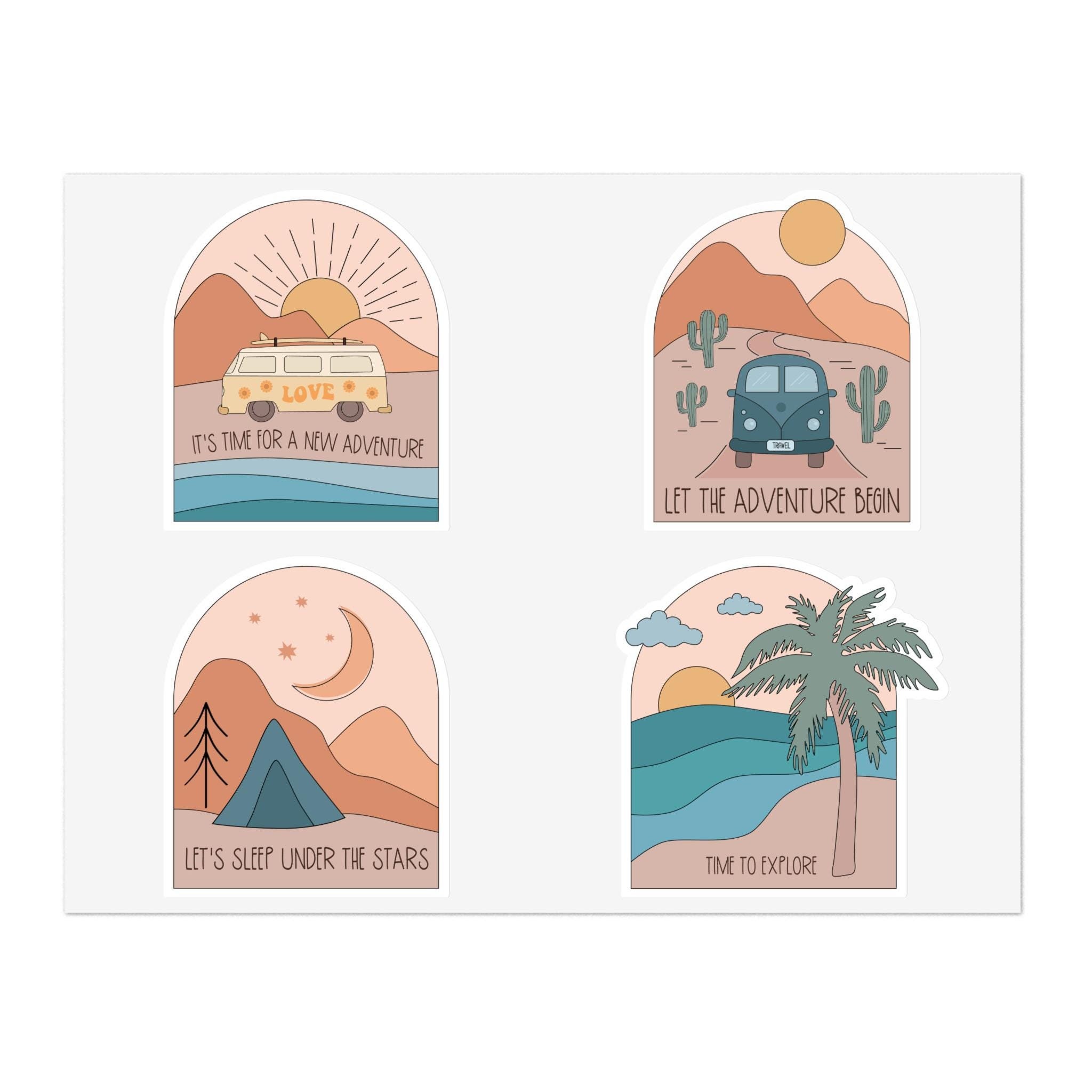 Adventure Sticker Sheets: Waterproof Travel & Camping Decals - Etsy
