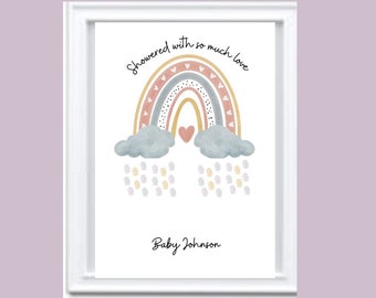 Baby Shower Rainbow Fingerprint Guest Book A4 Digital Download