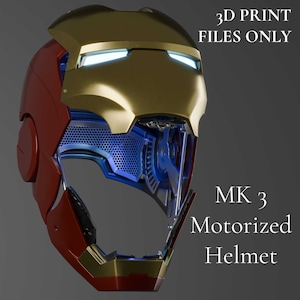 Iron Man Opening Mk 3 3D Printable Iron Man Cosplay Costume Helmet STL ONLY with Motorization Kit