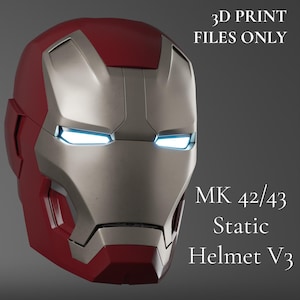 Iron Man Static Cosplay Mk 42/43 3D Printable Iron Man Helmet V3 STL ONLY