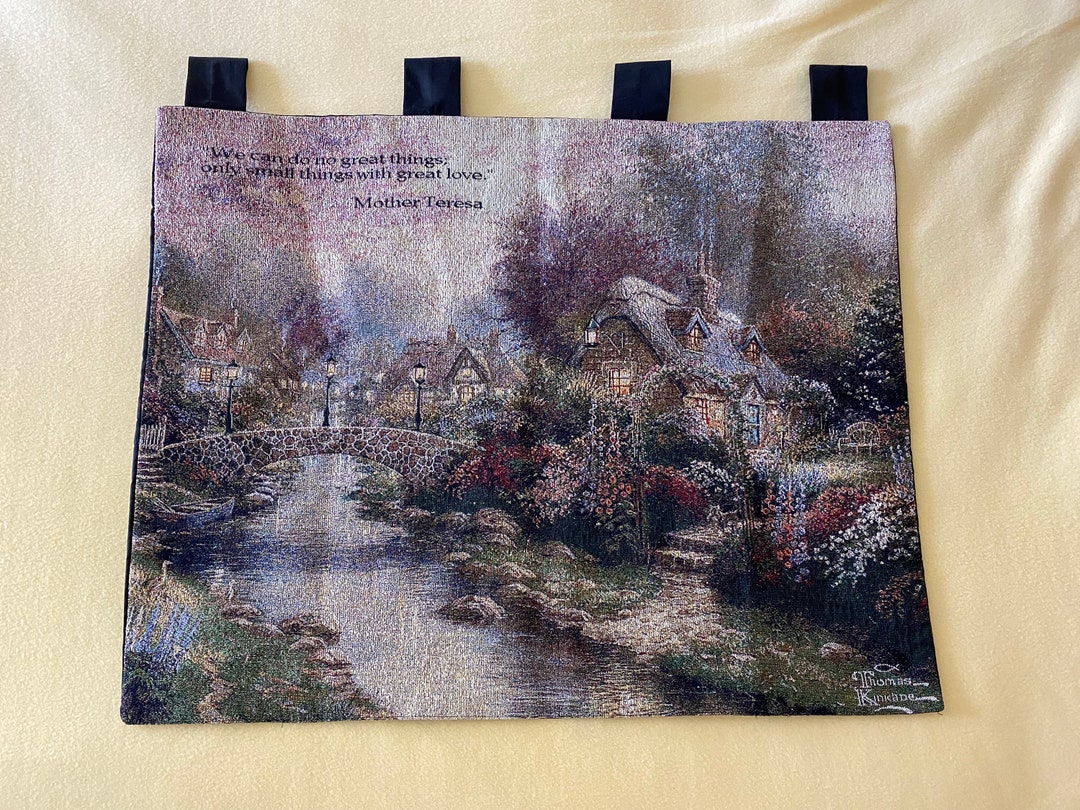 Vintage Thomas Kinkade Wall Tapestry Hanging Etsy
