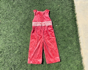 Vintage 1970s Velvet Girl's Romper Size 3T Made in USA