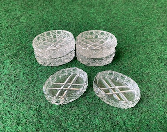 Vintage Cut Glass Set of 6 Clear Glass Salt Cellars