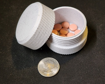3D Printed Knurled Pill Container - Portable and Stylish with Screw Top Lid