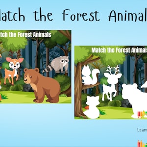 Forest Animals Matching Activity, Matching Game, Toddler Busy Book, Learning Binder, Montessori, Preschool, Homeschool Activity, Printable