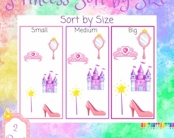 Princess Sort by Size Activity, Montessori Learning (Digital Download)