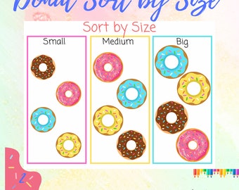 Donuts Sort by Size Activity, Toddler Learning Binder (Digital Download)