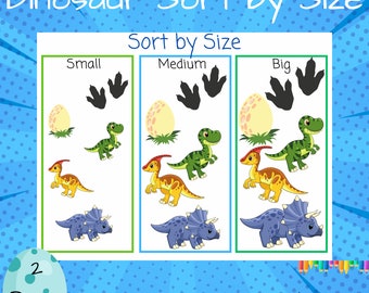 Dinosaur Sort by Size Activity, Montessori Learning Printable (Digital Download, PDF)