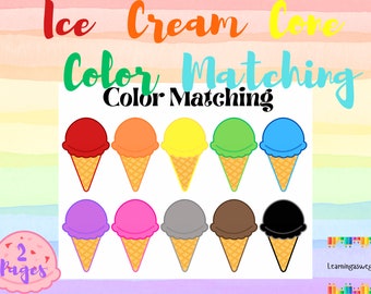 Ice Cream Color Matching Activity, Learning Printable (Digital Download)