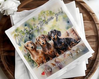 Guardanapos de casamento personalizados para animais de estimação, guardanapos com cães e gatos, chá de panela, festa de noivado, guardanapos personalizados para animais de estimação, guardanapos para cães