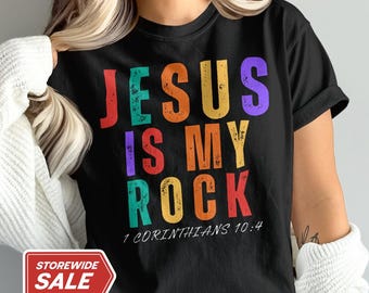Jesus Is My Rock Tee, Faith Based Apparel, Spiritual Tee, Religious Shirt, Gift for Believers Bible Verse Shirt, Comfort Colors