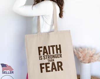 Cancer Tote Bag, Inspirational Gifts, Faith Over Fear Tote, Motivational Tote Bag, Get Well Gift, Cancer Support Bag