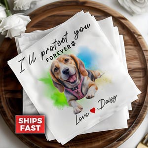 Customized Wedding Napkins with dogs and cats, wedding gift, bridal shower, Personalized Wedding Napkins