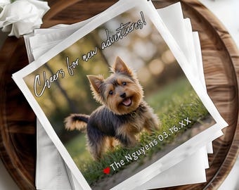 Guardanapos de casamento personalizados para animais de estimação, guardanapos com cães e gatos, chá de panela, festa de noivado, guardanapos personalizados para animais de estimação, guardanapos para cães