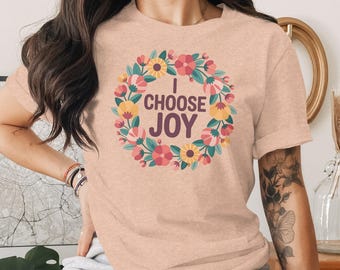 Camiseta cristiana floral contra el cáncer: camiseta con versículo bíblico cristiano, camiseta "Elijo la alegría"