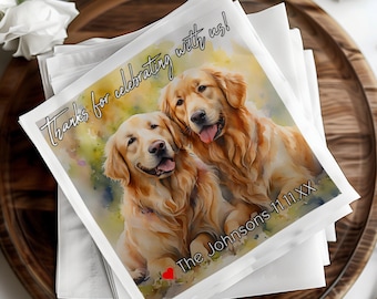 Guardanapos de casamento personalizados para animais de estimação, guardanapos com cães e gatos, chá de panela, festa de noivado, guardanapos personalizados para animais de estimação, guardanapos para cães