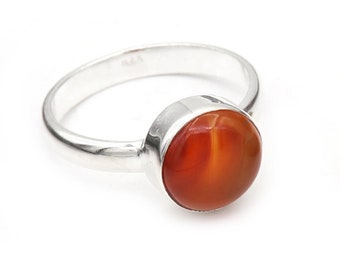 Handmade Carnelian Sterling Silver Ring: Boho Statement Jewelry