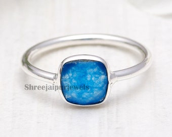 ブルークォーツ925スターリングシルバーリング：ハンドメイド
