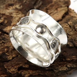 Designer Silver Spinner Ring, 925 Sterling Silver Ring, Handmade Spinner,  Hammered Ring, Anxiety Ring, Meditation Ring, Boho Ring For Gift