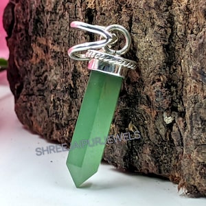 Green Aventurine 925 Sterling Silver Point Pendant: Handmade Minimalist Jewelry