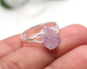 Lila Amethyst Silberring, Amethyst Carving Ring, 925 Sterling Silber Ring, Edelstein Ring, Handgemachter Ring, Statement Ring, Minimalistischer Ring