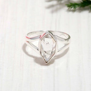 Natural Herkimer Diamond Silver Ring, Raw Herkimer Ring, 925 Sterling Silver Ring, Stone Ring, Handmade Ring, Statement Ring Minimalist Ring