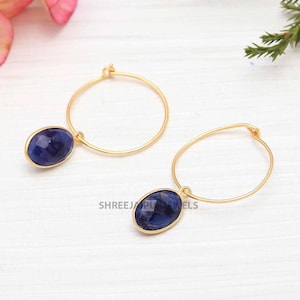 Natural Sodalite Silver Earring, 925 Sterling Silver Earring, Sodalite Earring, Minimalist Earring, Gemstone Women Earring, Gift For Her