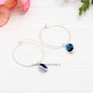 Natürliche London Blauer Topas Silber Ohrring, 925 Sterling Silber Ohrring, Blauer Topas Ohrring, Minimalist Ohrring, Frauen Ohrring, Geschenk für sie