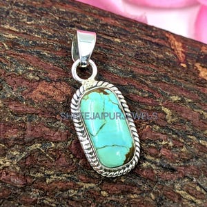 Natural Turquoise Gemstone, Pendant, 925 Sterling Silver Pendant Necklace, Silver Gemstone Pendant, Gift For Her