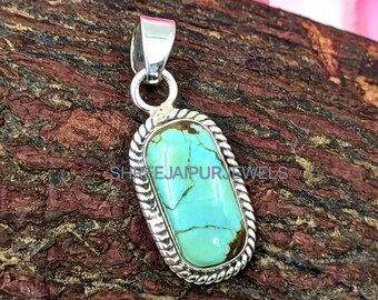 Pendentif En Argent Sterling 925 Avec Turquoise Crayon - Style Ethnique - Neuf Sans Emballage