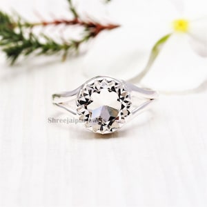 Clear Crystal Ring  Natural Crystal Quartz Silver Ring  925 Sterling Silver Ring  Handmade Ring  Boho Silver Ring  Gemstone Ring  Women Ring
