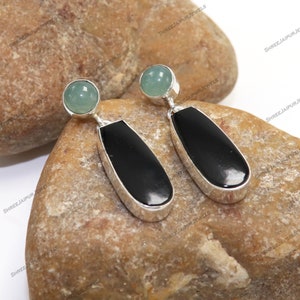 Black Onyx Studs  Natural Black Onyx Silver Earring  925 Sterling Silver Earring  Handmade Earring  Boho Studs  Women Earring  Gift For Her
