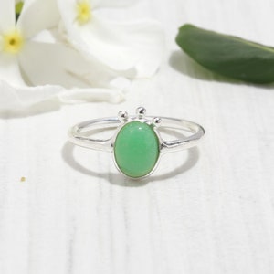 Chrysoprase Sterling Silver Ring: Handmade Boho Gemstone Ring
