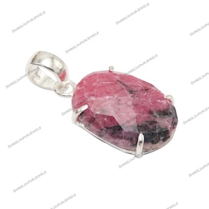 Rhodochrosite Silver Pendant: Handmade 925 Sterling Boho Gemstone