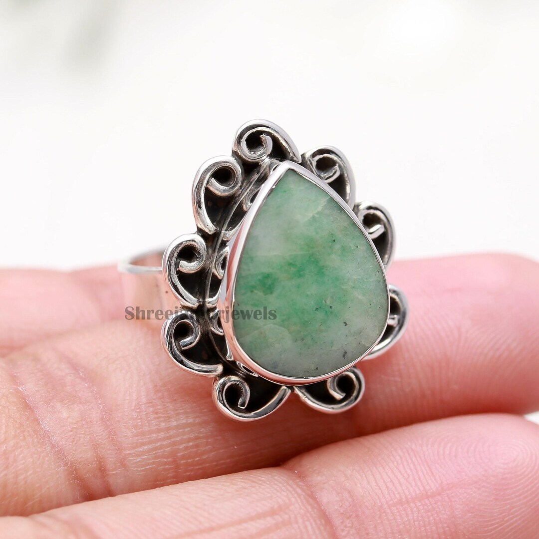 Silver Beryl Rings Green Beryl Sterling Silver Ring: Handmade Boho Statement Jewelry - Etsy