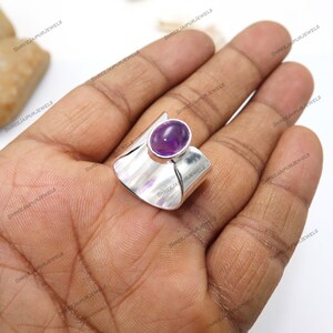 Amethyst Ring  Natural Amethyst Silver Ring  925 Sterling Silver Ring  Statement Ring  Adjustable Ring  Boho Ring  Women Ring  Gift For Her