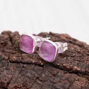 Amethyst Studs  Natural Amethyst Silver Earring Studs  925 Sterling Silver Studs  Handmade Gemstone Earring  Minimal Earring  Women Earring